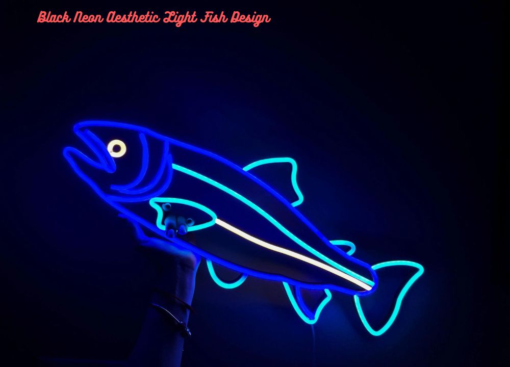 Black neon aesthetic light fish design